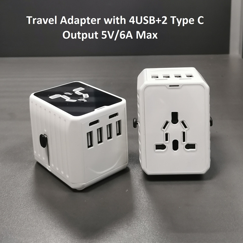 ¿Un tipo C no es suficiente? ¡2 adaptadores de viaje universales tipo C + 4USB vienen!